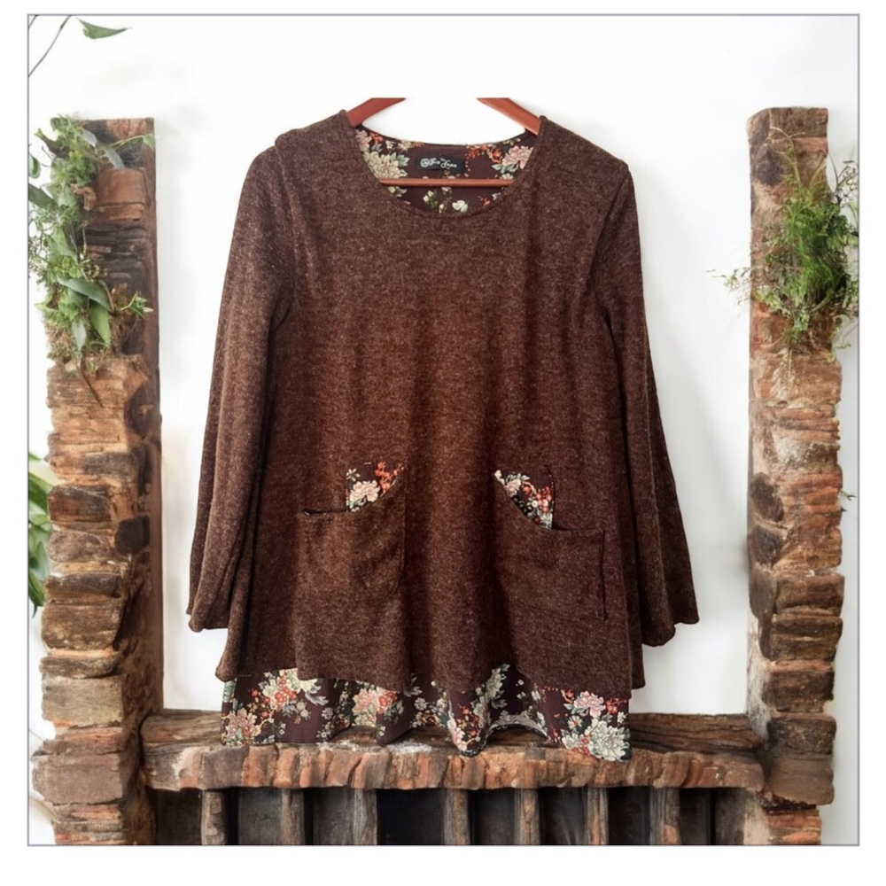 Boutique-HK-Floral Boho Layered Chiffon tunic Top- CottageCore-So soft-EUC-SzM😍 - Picture 2 of 11